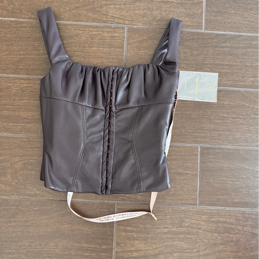 House of CB Dark Brown Leather corset Top NWT